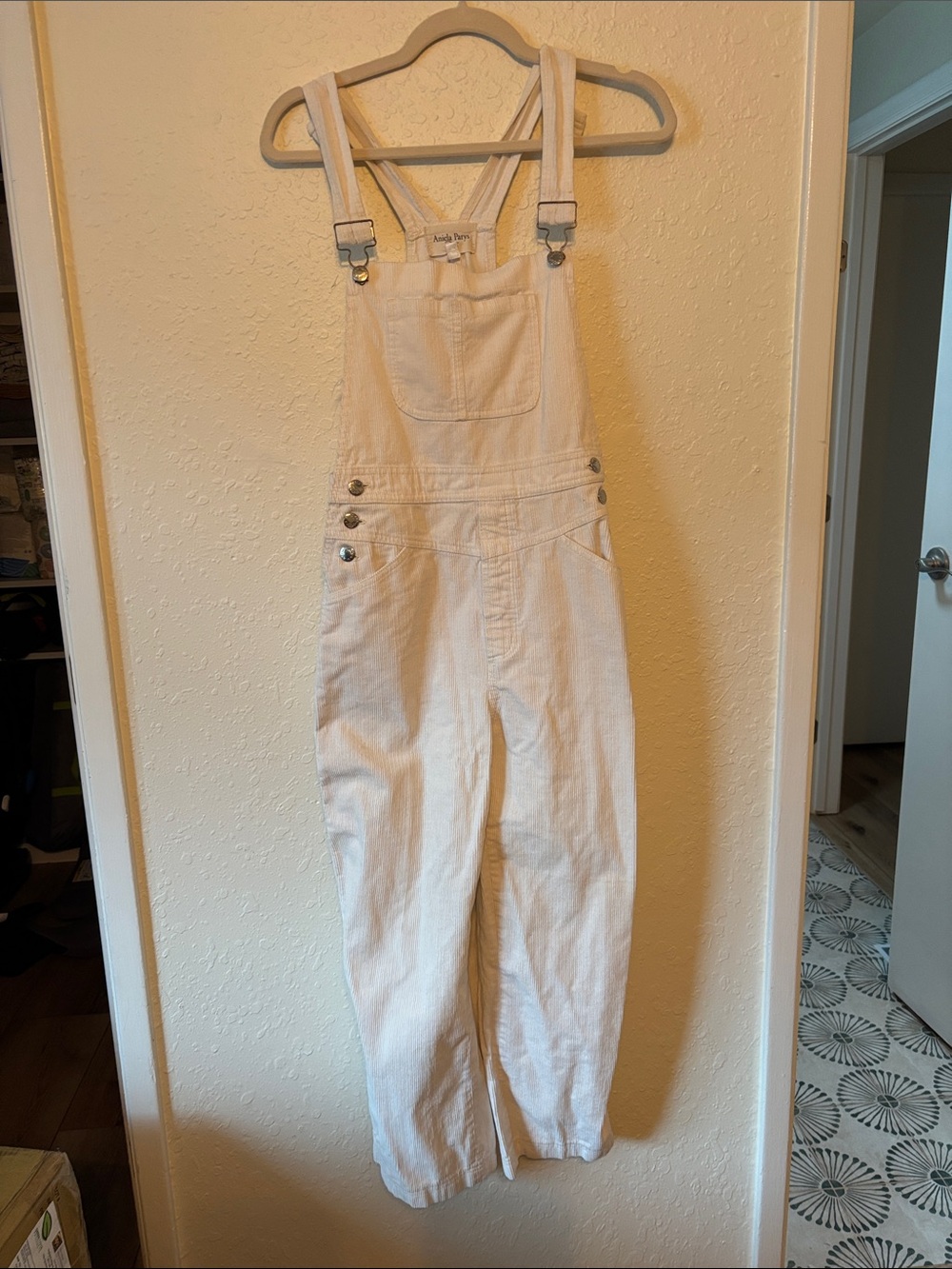 Aniela Parys White Corduroy Overalls Jumpsuit - Casual Women's Bib Overalls